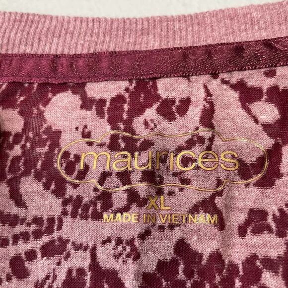 Burnout Knit Long Sleeve Tee Size XL Purple Floral Lightweight Sheer Y2K 2000s - Picture 5 of 11